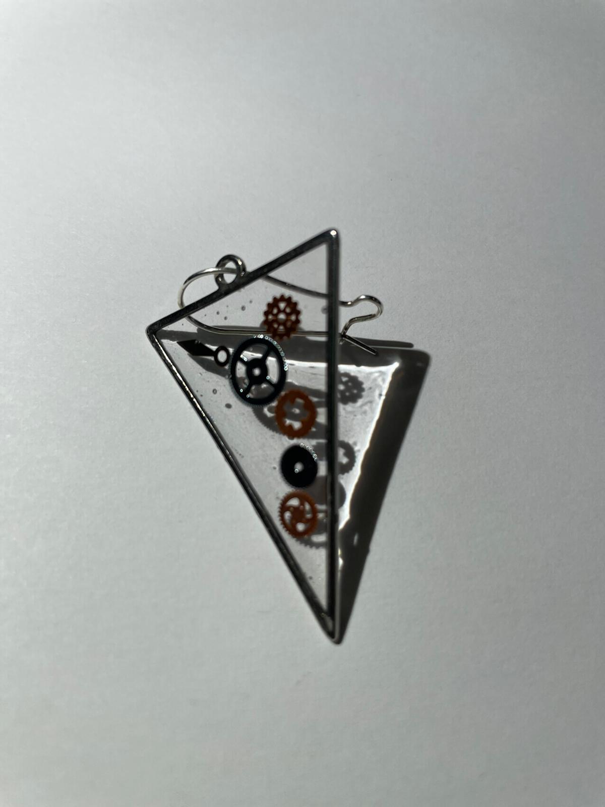 Cercei triunghi steampunk